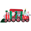 12 Foot Santa Peppermint Train with Polar Bear and Penguin Inflatable